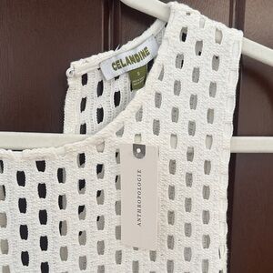 Anthropologie Ivory Sleeveless Fringe Dress